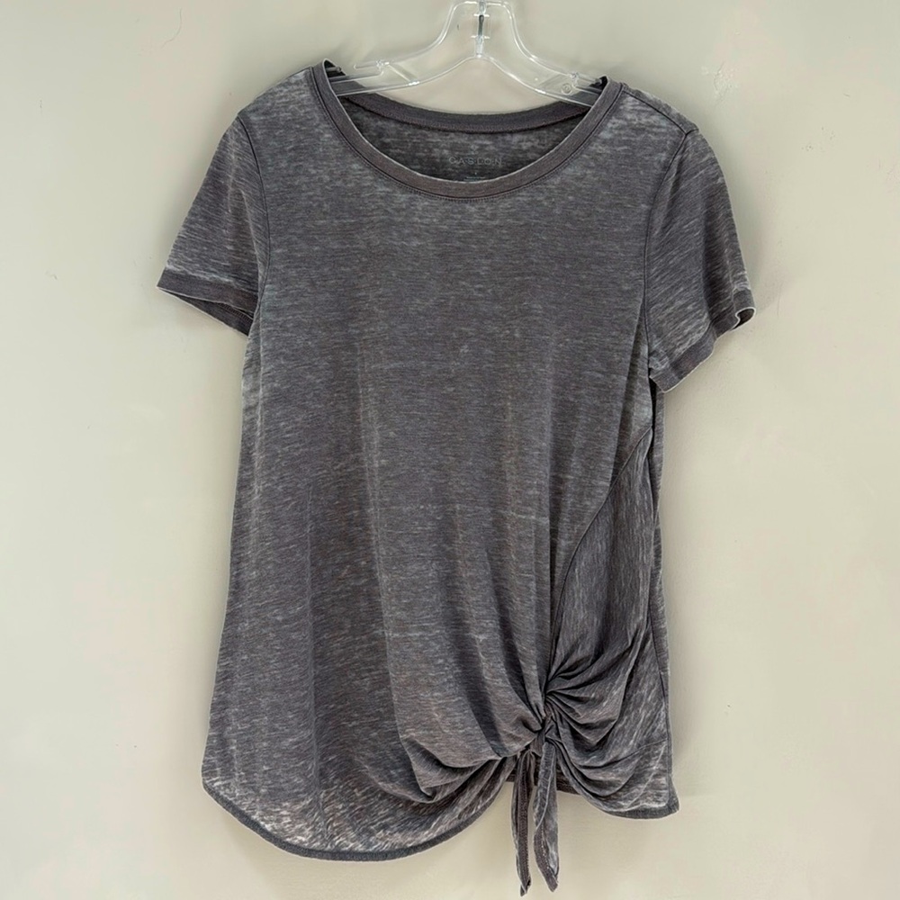 **Like New** Caslon Women’s Side-Tie Gray Vintage-Wear Tee- Size S